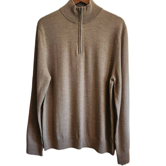 EXPRESS Men's Tan Quarter Zip Wool Sweater Size XL - Picture 1 of 4